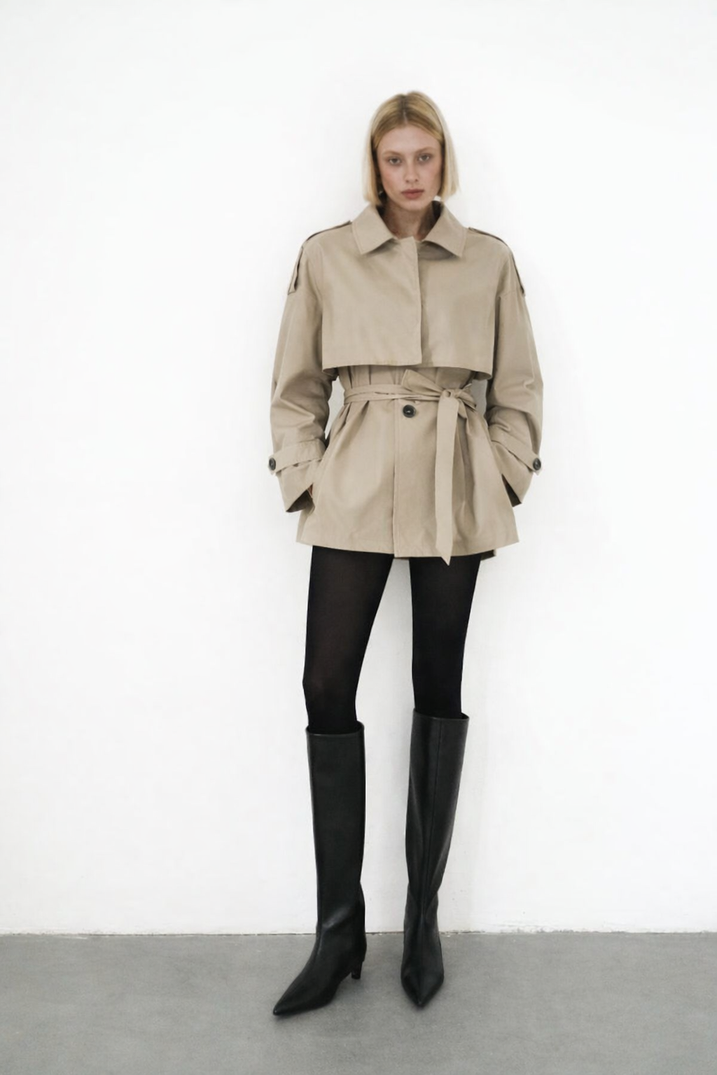 Amy Belted Cropped Trench Jacket