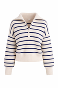 Navy Stripe Half-Zip Knit Sweater
