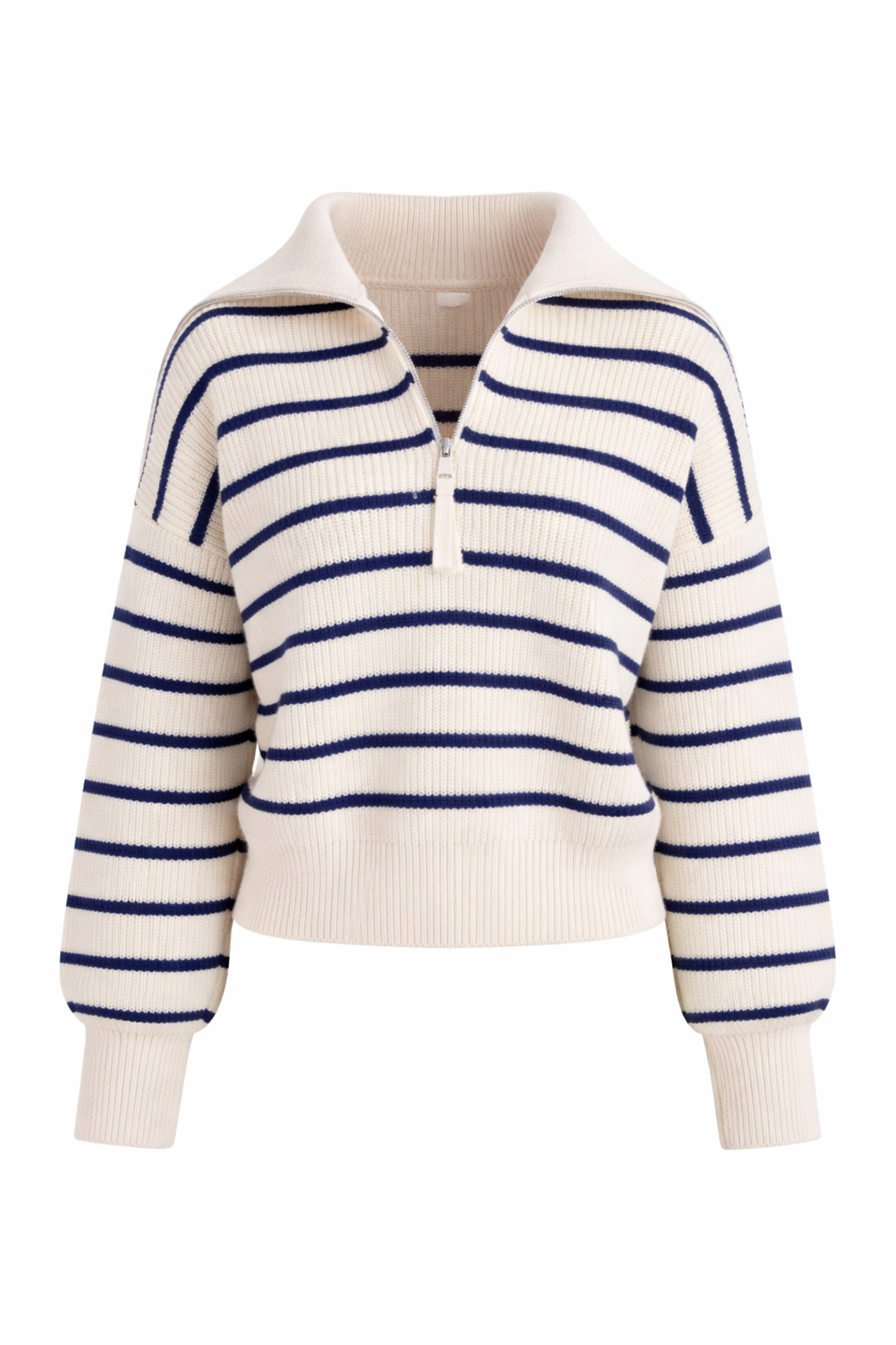 Navy Stripe Half-Zip Knit Sweater