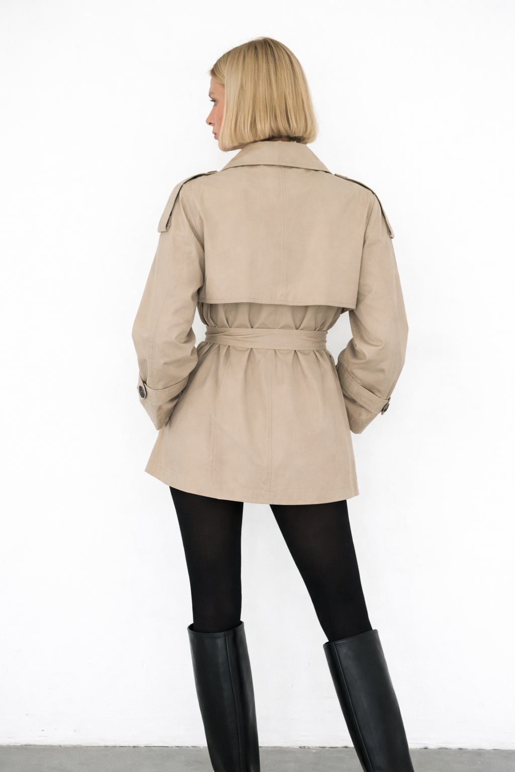 Amy Belted Cropped Trench Jacket