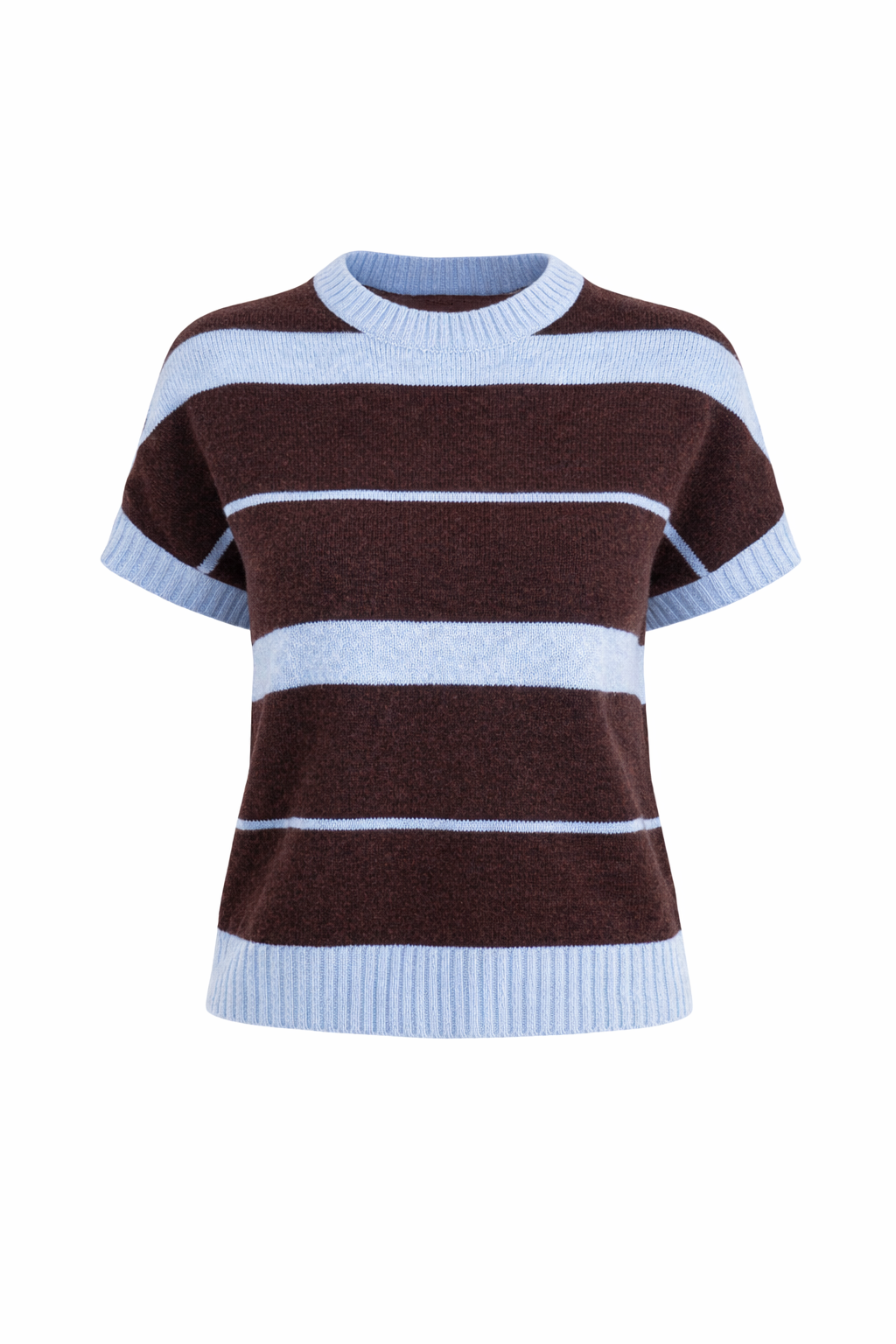 Brown & Blue Stripe Sleeveless Knit Top