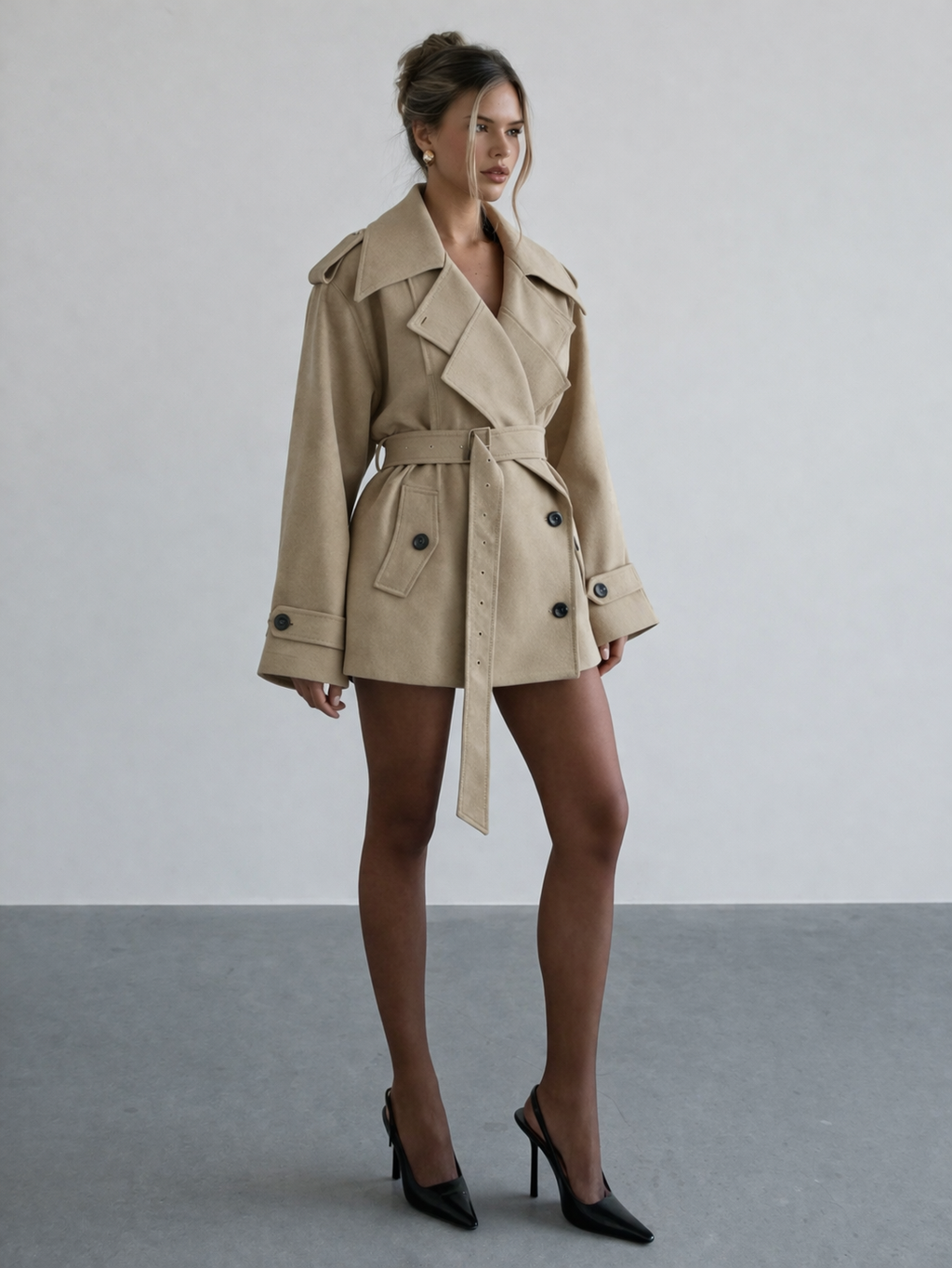 Nada Belted Short Trench Coat