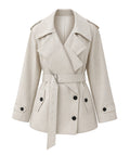 Nada Belted Short Trench Coat - Beige