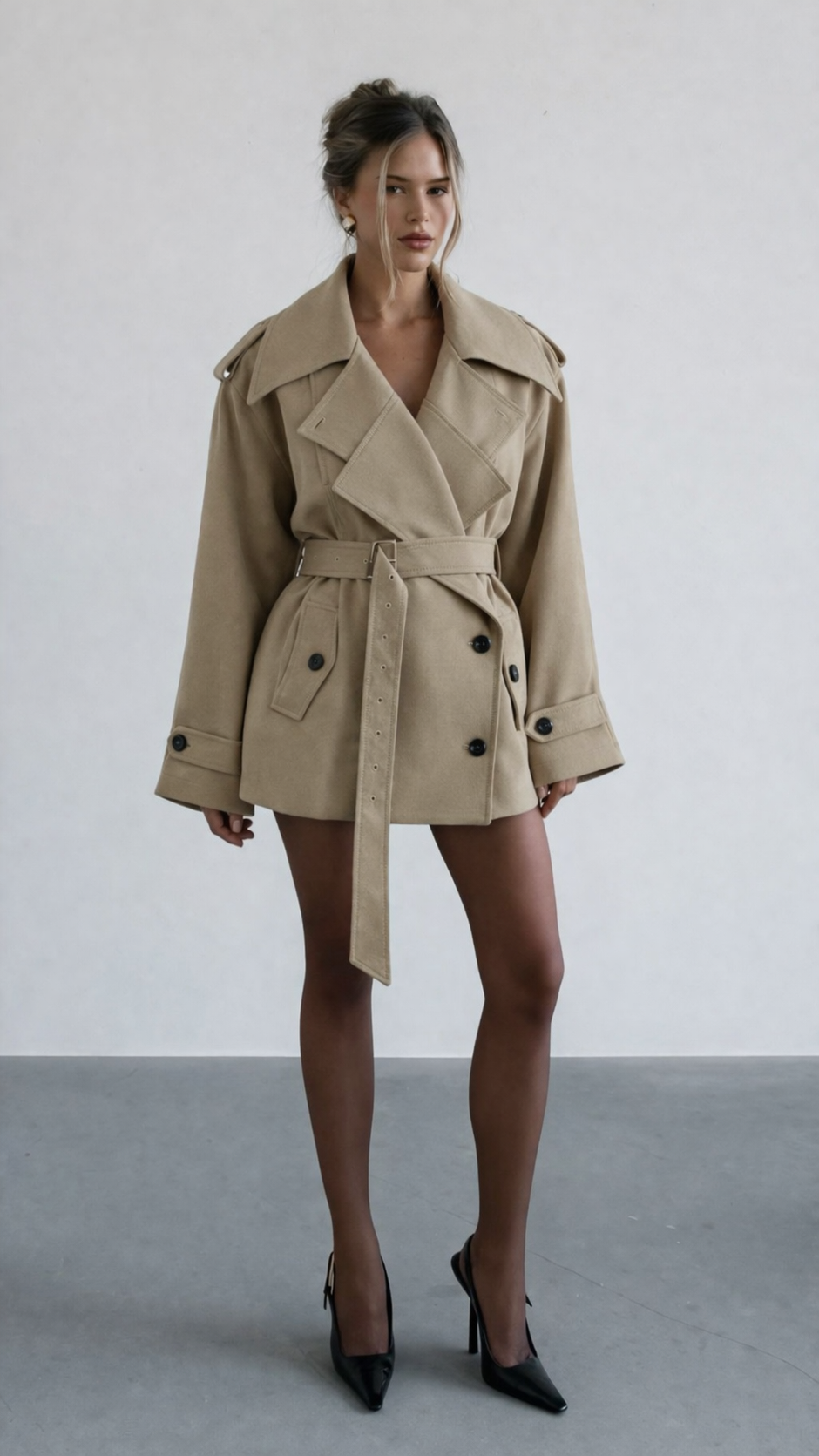 Nada Belted Short Trench Coat