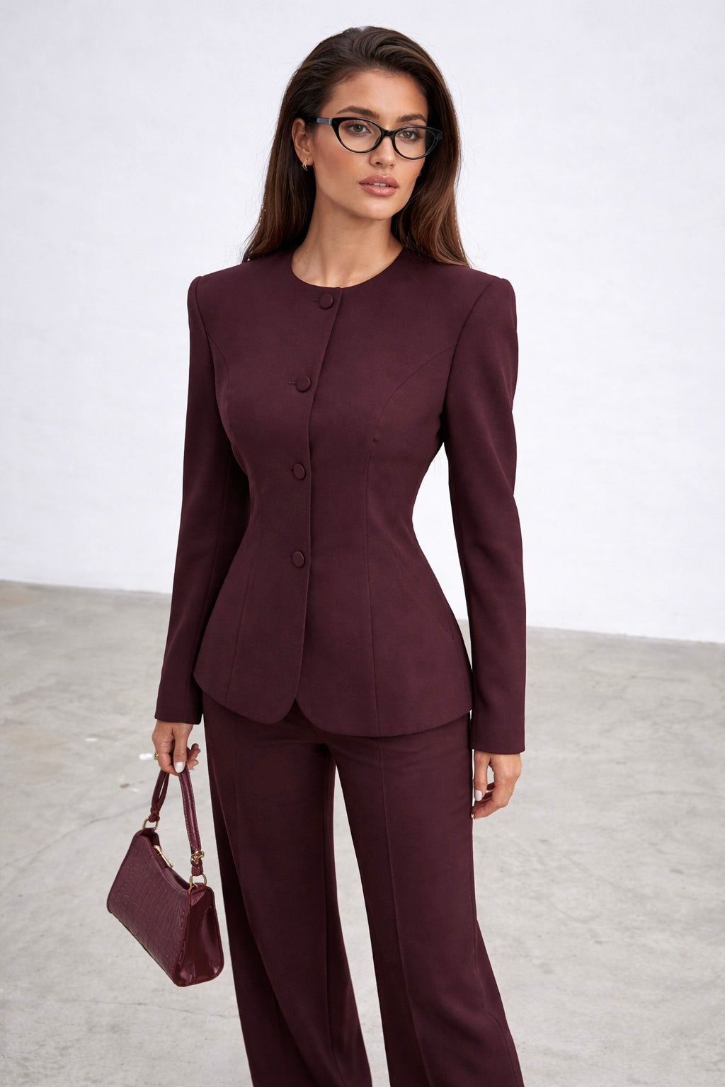 Paris Blazer & Pants Set Burgundy