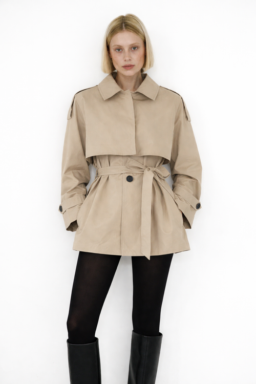 Amy Belted Cropped Trench Jacket