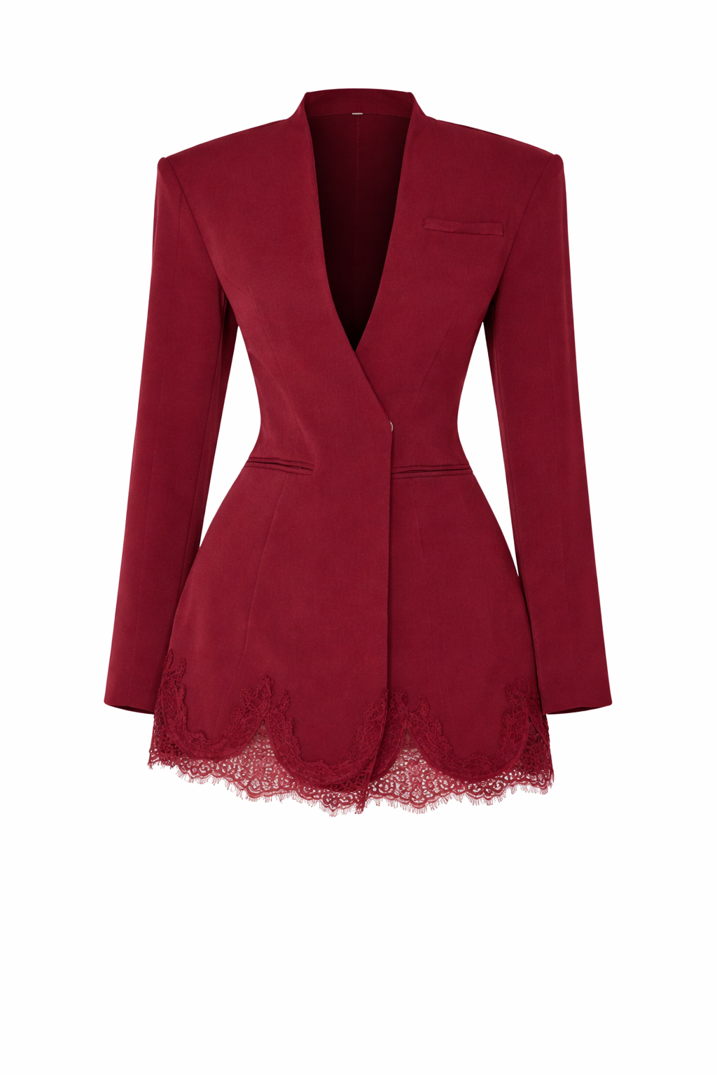 Maura Burgundy Lace Blazer Dress