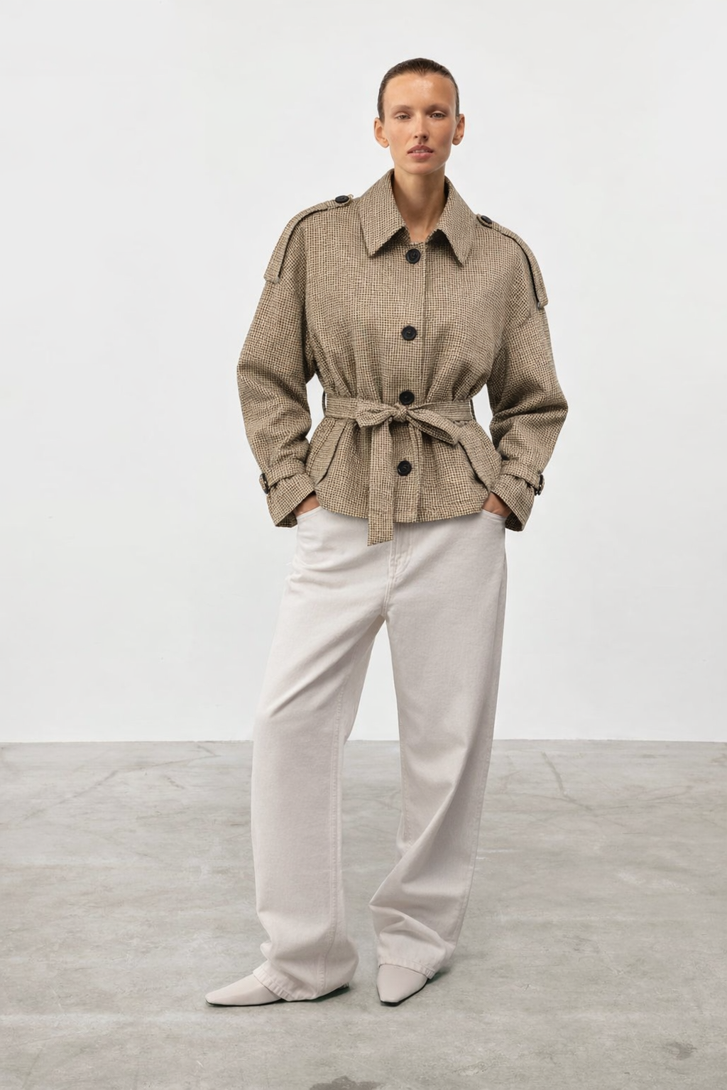 Checked Belted Jacket
