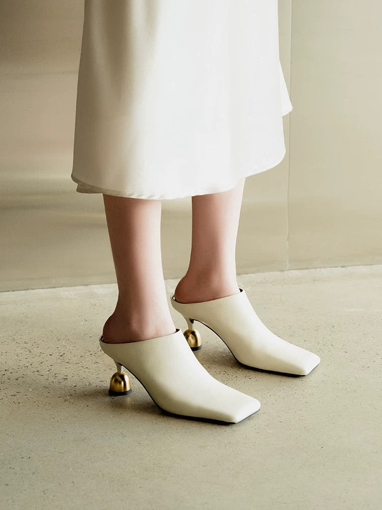 Lucy Mule Heels Ivory