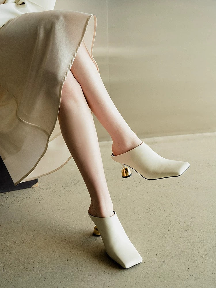 Lucy Mule Heels Ivory