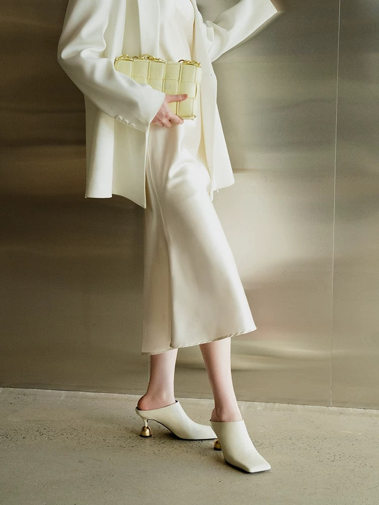 Lucy Mule Heels Ivory