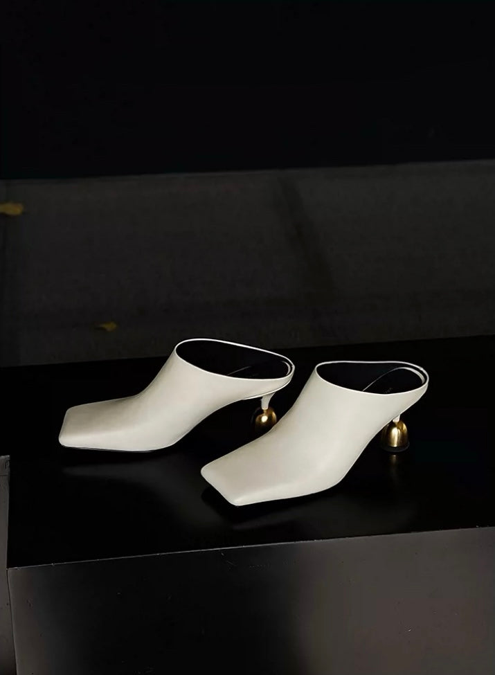 Lucy Mule Heels Ivory