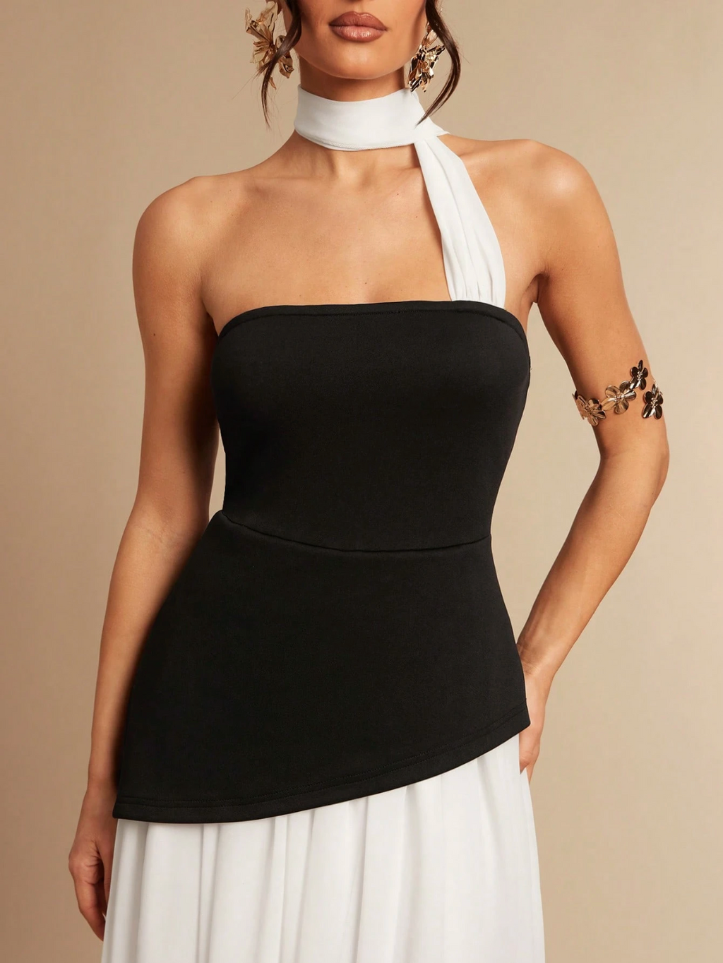 Mary Black & White Chiffon Maxi Dress