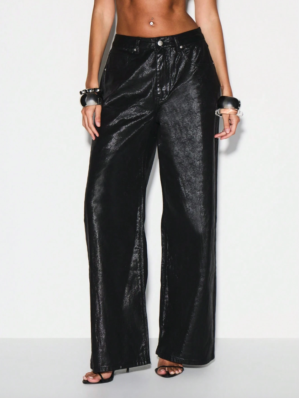 Leila Glossy Wide-Leg Pants