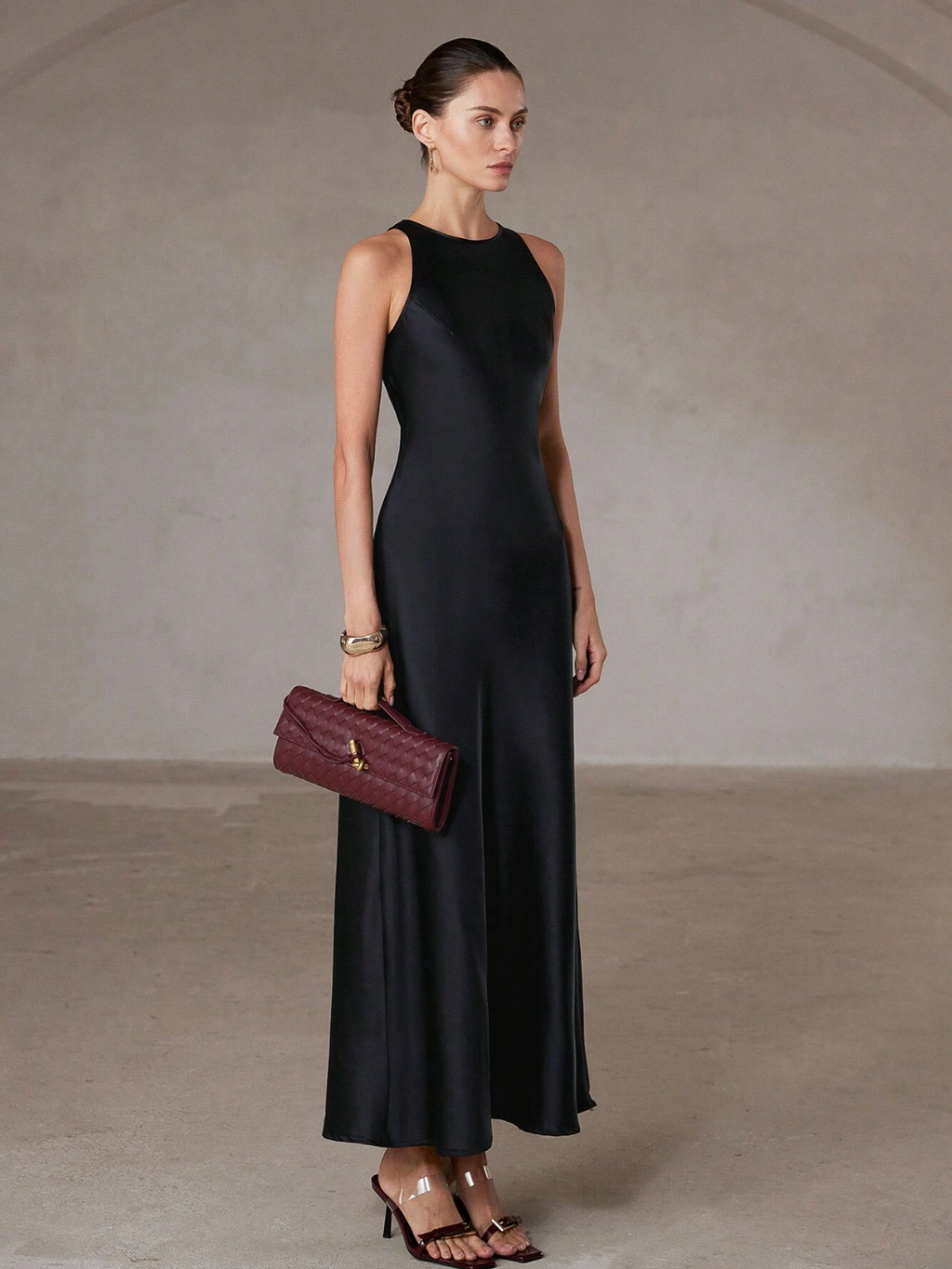 Diana Satin Bias-Cut Maxi Dress