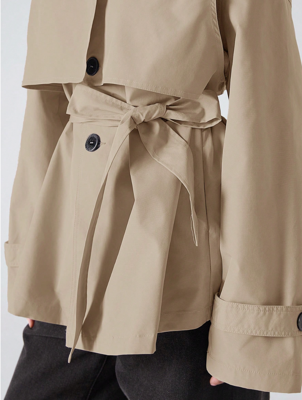 Amy Belted Cropped Trench Jacket