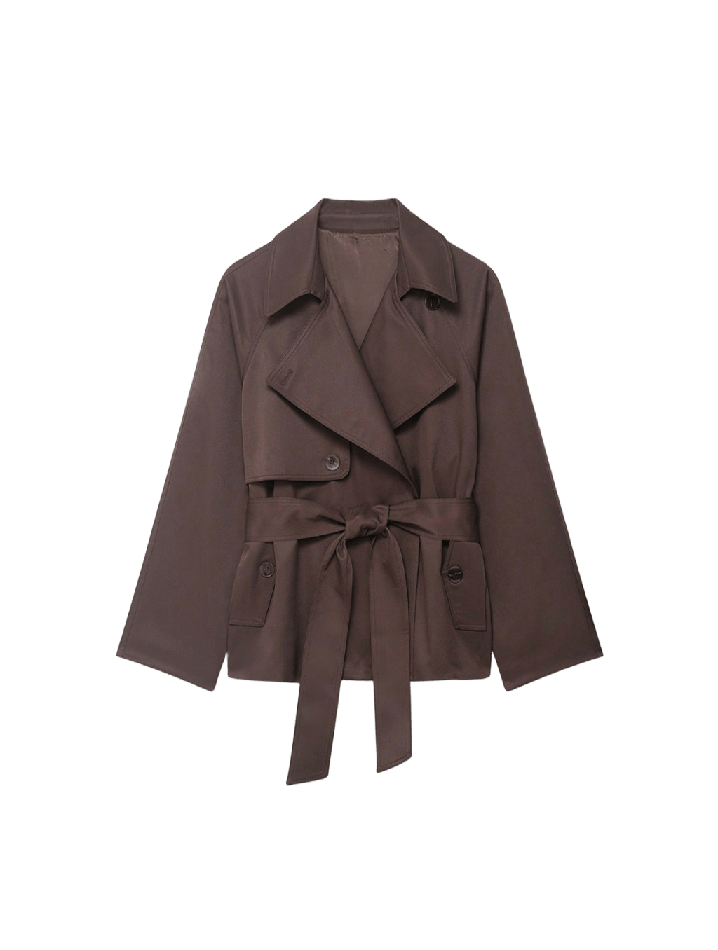 Cropped Belted Trench Jacket Chocolate