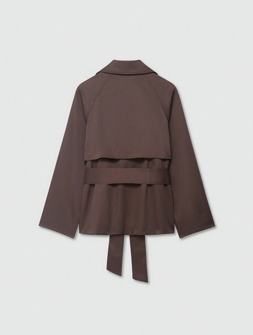 Cropped Belted Trench Jacket Chocolate