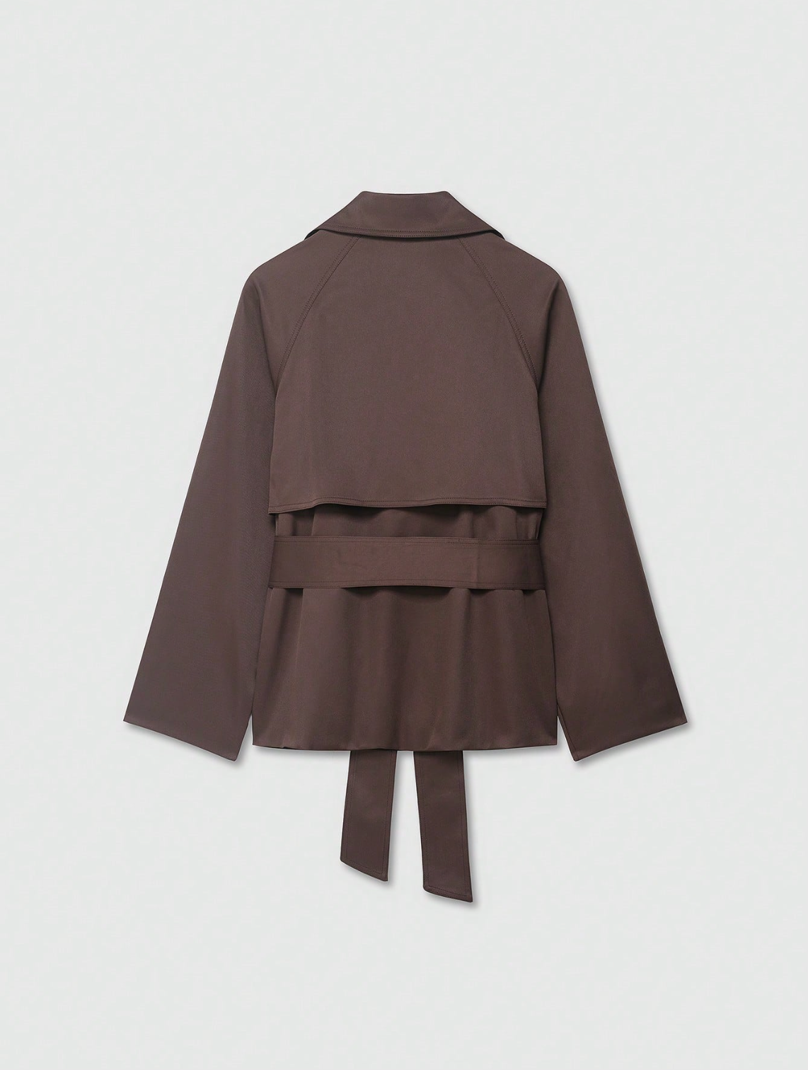 Cropped Belted Trench Jacket Chocolate