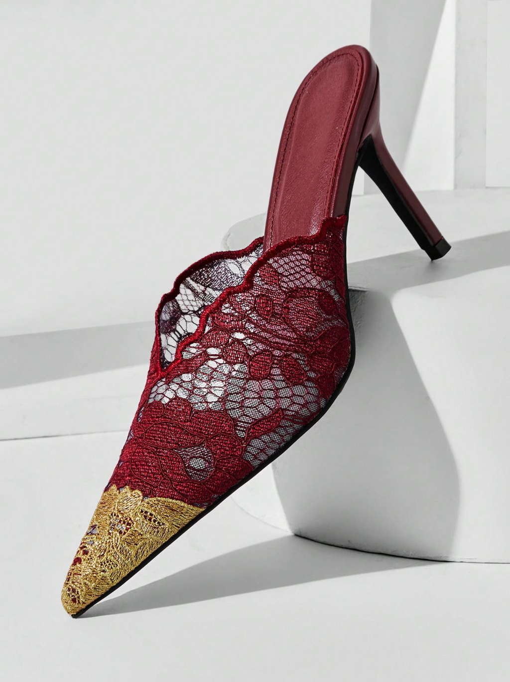 Milano Lace Pumps Burgundy
